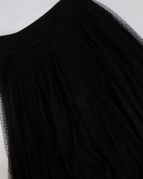 Christian Dior Black Tulle Polkadot Pleated Maxi Skirt Size FR 38 (UK 10)