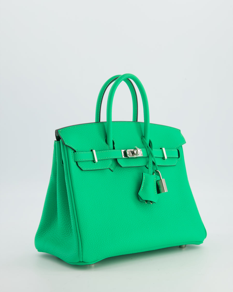 Hermès Birkin 25 Retourne Bag in Vert Comics Togo Leather with Palladium Hardware