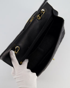 Chanel Black Jumbo Classic Single Flap Bag in Caviar Leather with Gold Hardware
