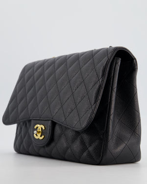 Chanel Black Jumbo Classic Single Flap Bag in Caviar Leather with Gold Hardware