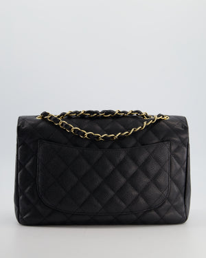 Chanel Black Jumbo Classic Single Flap Bag in Caviar Leather with Gold Hardware