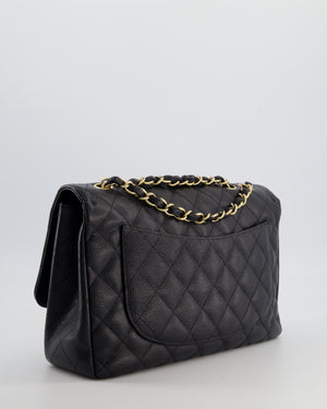 Chanel Black Jumbo Classic Single Flap Bag in Caviar Leather with Gold Hardware