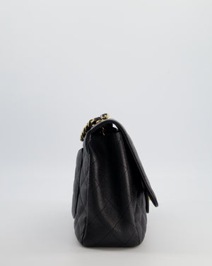 Chanel Black Jumbo Classic Single Flap Bag in Caviar Leather with Gold Hardware