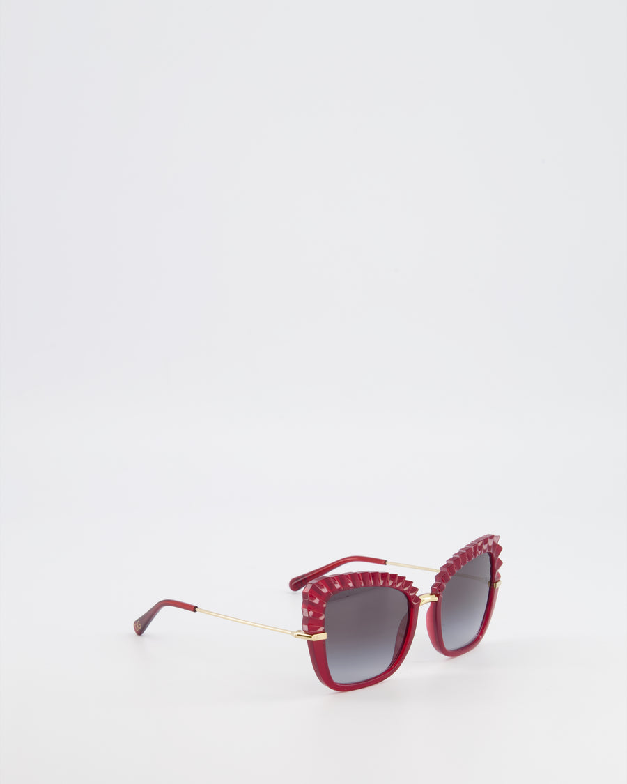 Dolce Gabbana Burgundy DG6131 Butterfly Sunglasses with Gold Hardware and Logo Detail