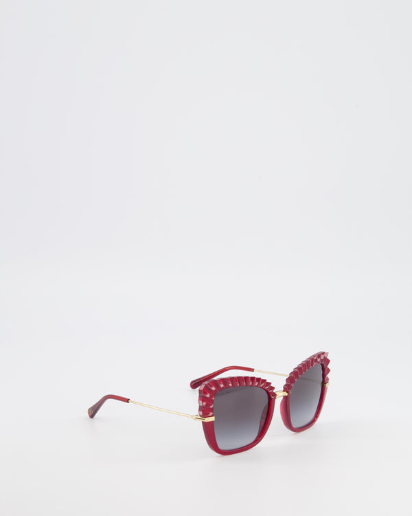 Dolce Gabbana Burgundy DG6131 Butterfly Sunglasses with Gold Hardware and Logo Detail