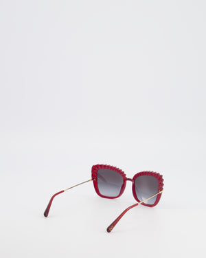 Dolce Gabbana Burgundy DG6131 Butterfly Sunglasses with Gold Hardware and Logo Detail