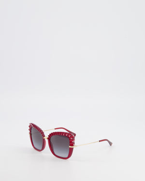 Dolce Gabbana Burgundy DG6131 Butterfly Sunglasses with Gold Hardware and Logo Detail