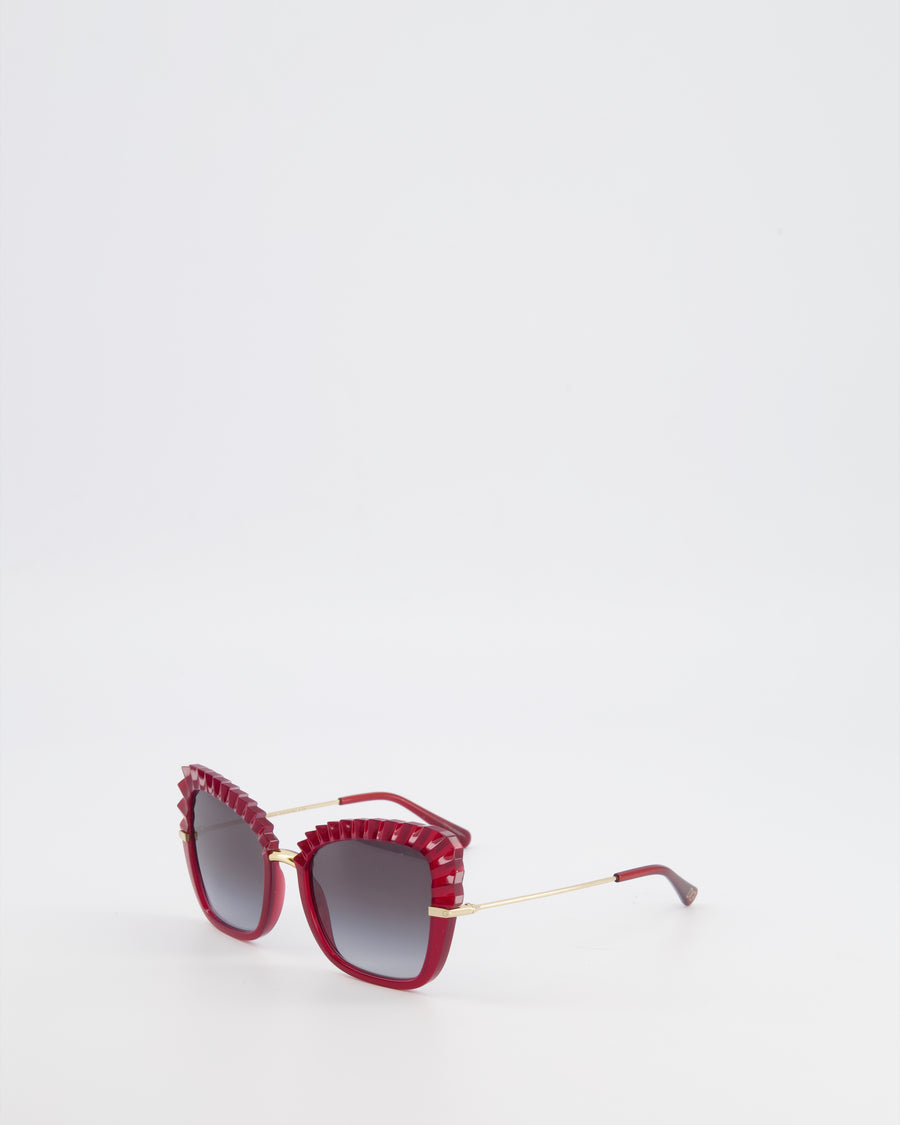 Dolce Gabbana Burgundy DG6131 Butterfly Sunglasses with Gold Hardware and Logo Detail