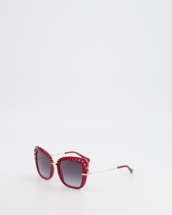 Dolce Gabbana Burgundy DG6131 Butterfly Sunglasses with Gold Hardware and Logo Detail