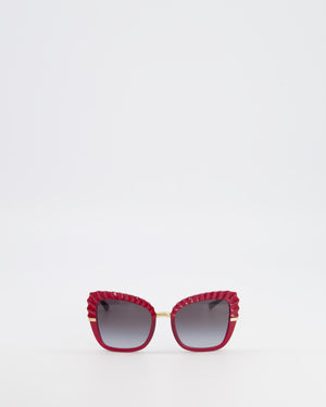 Dolce Gabbana Burgundy DG6131 Butterfly Sunglasses with Gold Hardware and Logo Detail