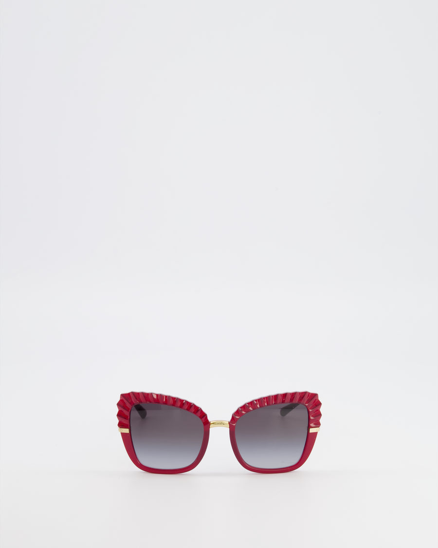 Dolce Gabbana Burgundy DG6131 Butterfly Sunglasses with Gold Hardware and Logo Detail