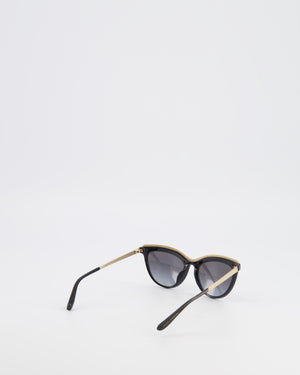 Dolce & Gabbana Black Shimmery DG4335 Cat-Eye Sunglasses with Gold Top Rim and Arms Detail