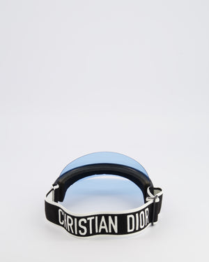 Christian Dior Black DiorClub V1U Visor with Light Blue Shield and Adjustable Logo Strap