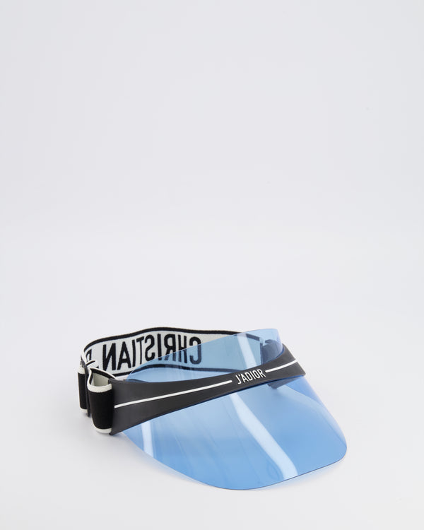 Christian Dior Black DiorClub V1U Visor with Light Blue Shield and Adjustable Logo Strap