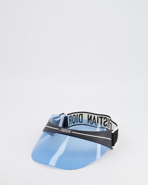 Christian Dior Black DiorClub V1U Visor with Light Blue Shield and Adjustable Logo Strap