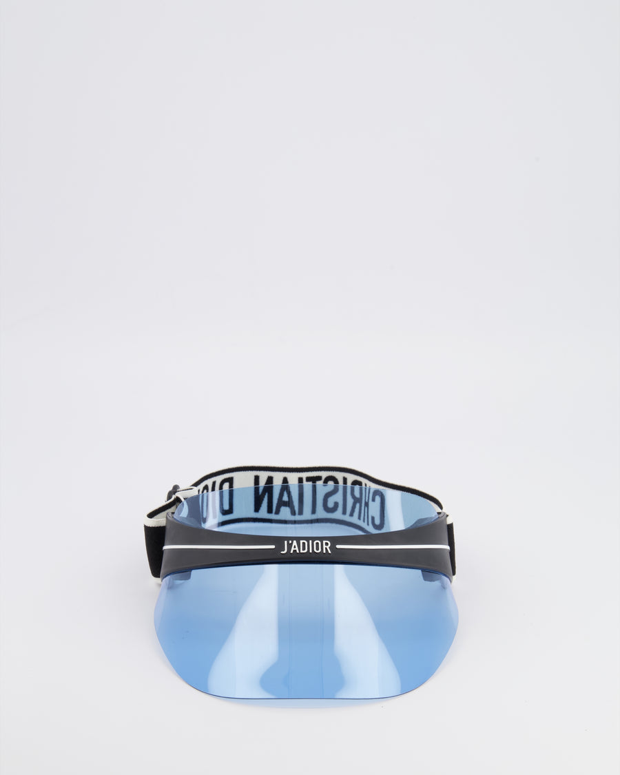 Christian Dior Black DiorClub V1U Visor with Light Blue Shield and Adjustable Logo Strap