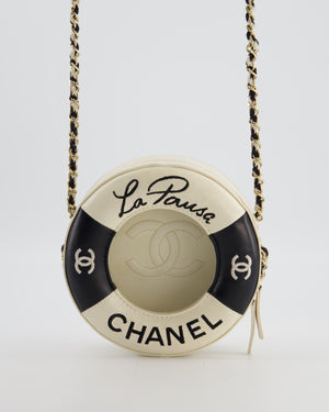 *RARE & FIRE PRICE* Chanel La Pausa Coco Lifesaver Bag in Black and White with Champagne Gold Hardware
