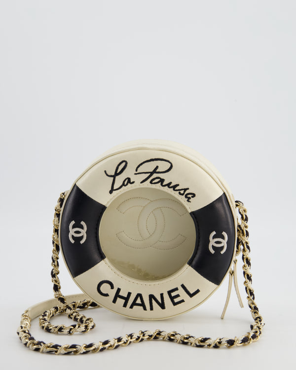 *RARE & FIRE PRICE* Chanel La Pausa Coco Lifesaver Bag in Black and White with Champagne Gold Hardware