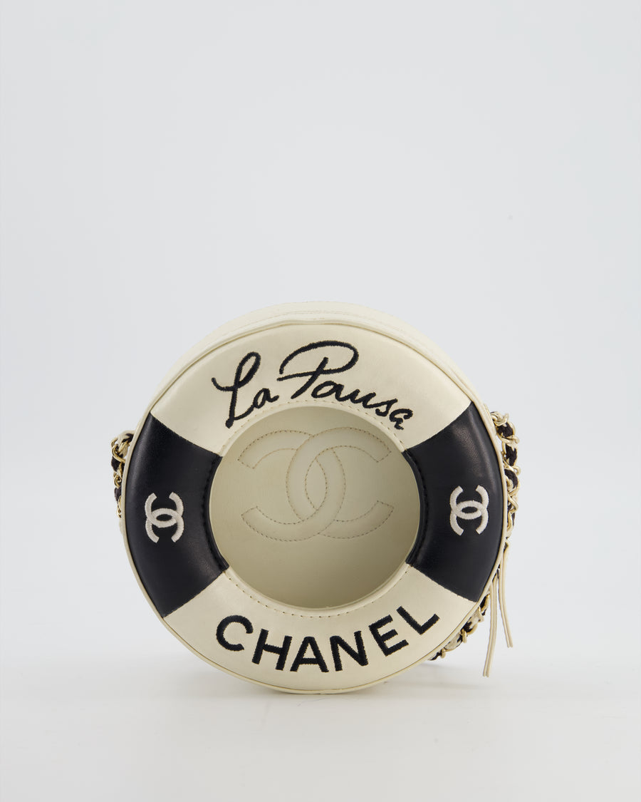 *RARE & FIRE PRICE* Chanel La Pausa Coco Lifesaver Bag in Black and White with Champagne Gold Hardware