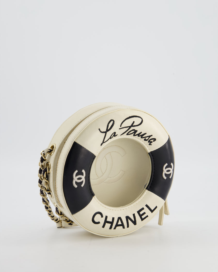 *RARE & FIRE PRICE* Chanel La Pausa Coco Lifesaver Bag in Black and White with Champagne Gold Hardware