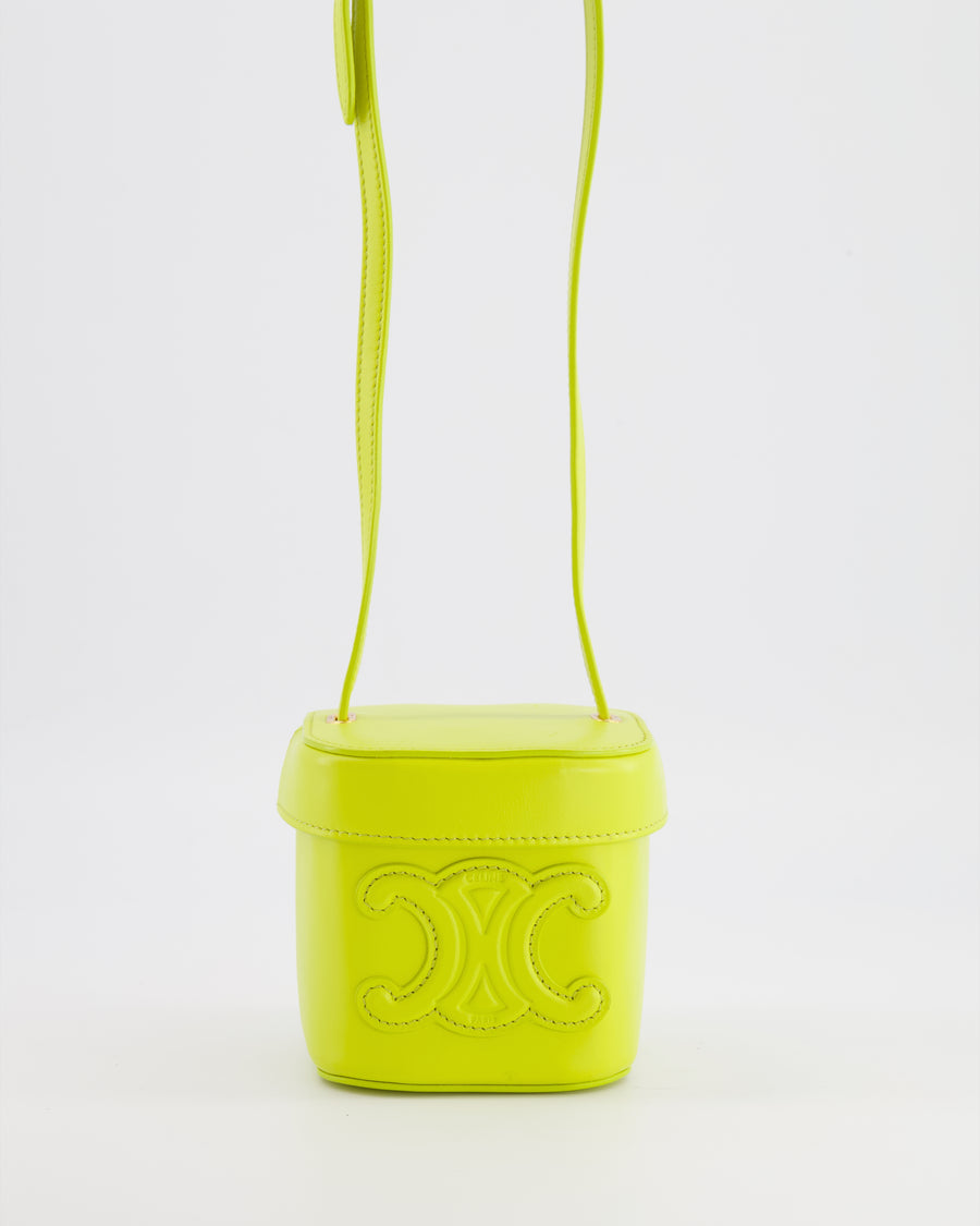 Celine Lime Yellow Leather Small Box Cuir Triomphe Bag