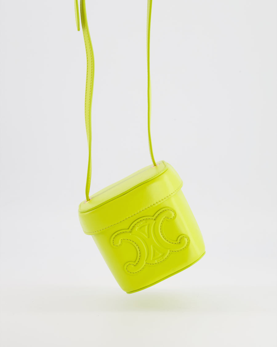 Celine Lime Yellow Leather Small Box Cuir Triomphe Bag