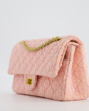 Chanel Pink Tweed Small Reissue 2.55 Double Flap Bag in with Ruthenium Hardware