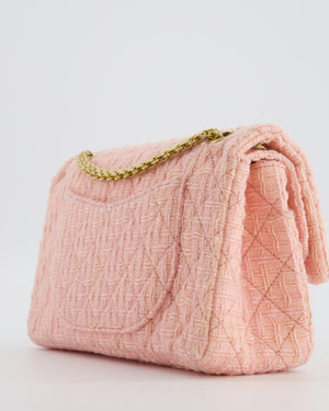 Chanel Pink Tweed Small Reissue 2.55 Double Flap Bag in with Ruthenium Hardware