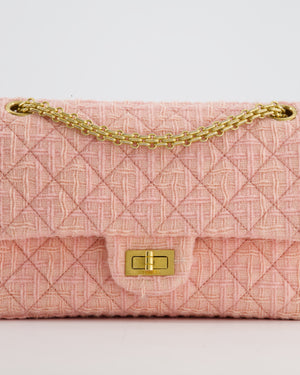 Chanel Pink Tweed Small Reissue 2.55 Double Flap Bag in with Ruthenium Hardware