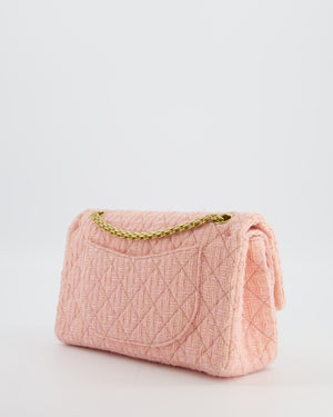Chanel Pink Tweed Small Reissue 2.55 Double Flap Bag in with Ruthenium Hardware