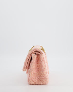 Chanel Pink Tweed Small Reissue 2.55 Double Flap Bag in with Ruthenium Hardware