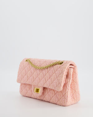 Chanel Pink Tweed Small Reissue 2.55 Double Flap Bag in with Ruthenium Hardware