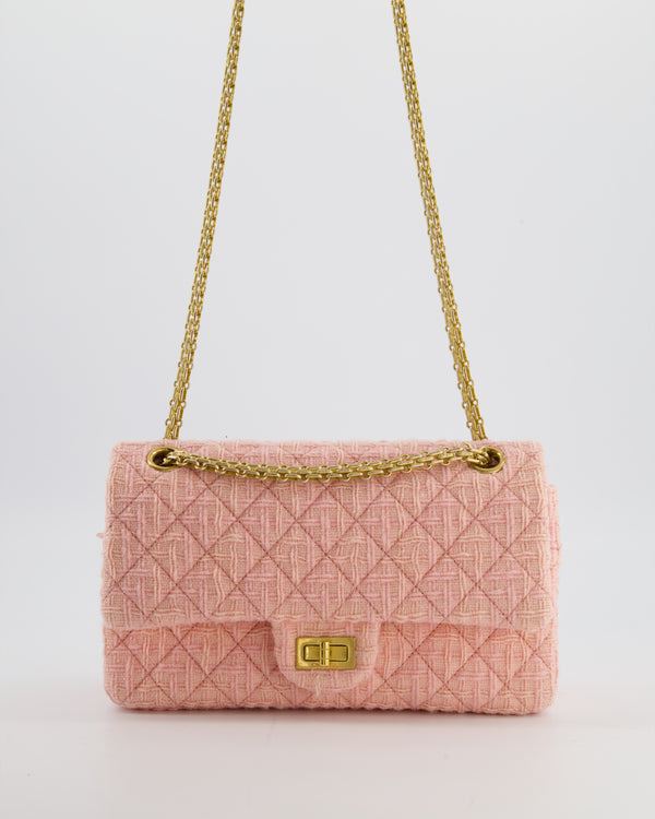 Chanel Pink Tweed Small Reissue 2.55 Double Flap Bag in with Ruthenium Hardware