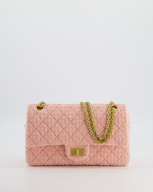 Chanel Pink Tweed Small Reissue 2.55 Double Flap Bag in with Ruthenium Hardware