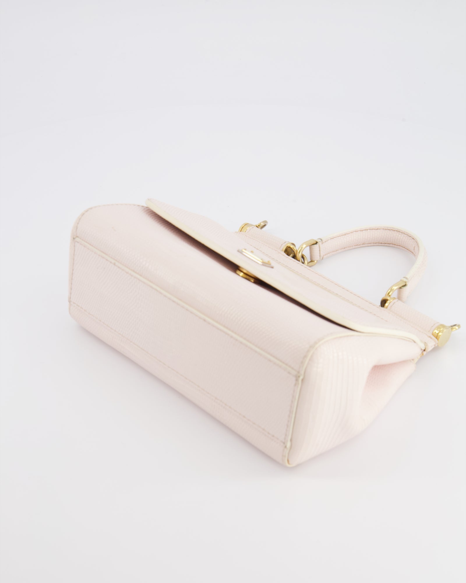 Dolce & Gabbana Light Pink Iguana Embossed Leather Small Sicily