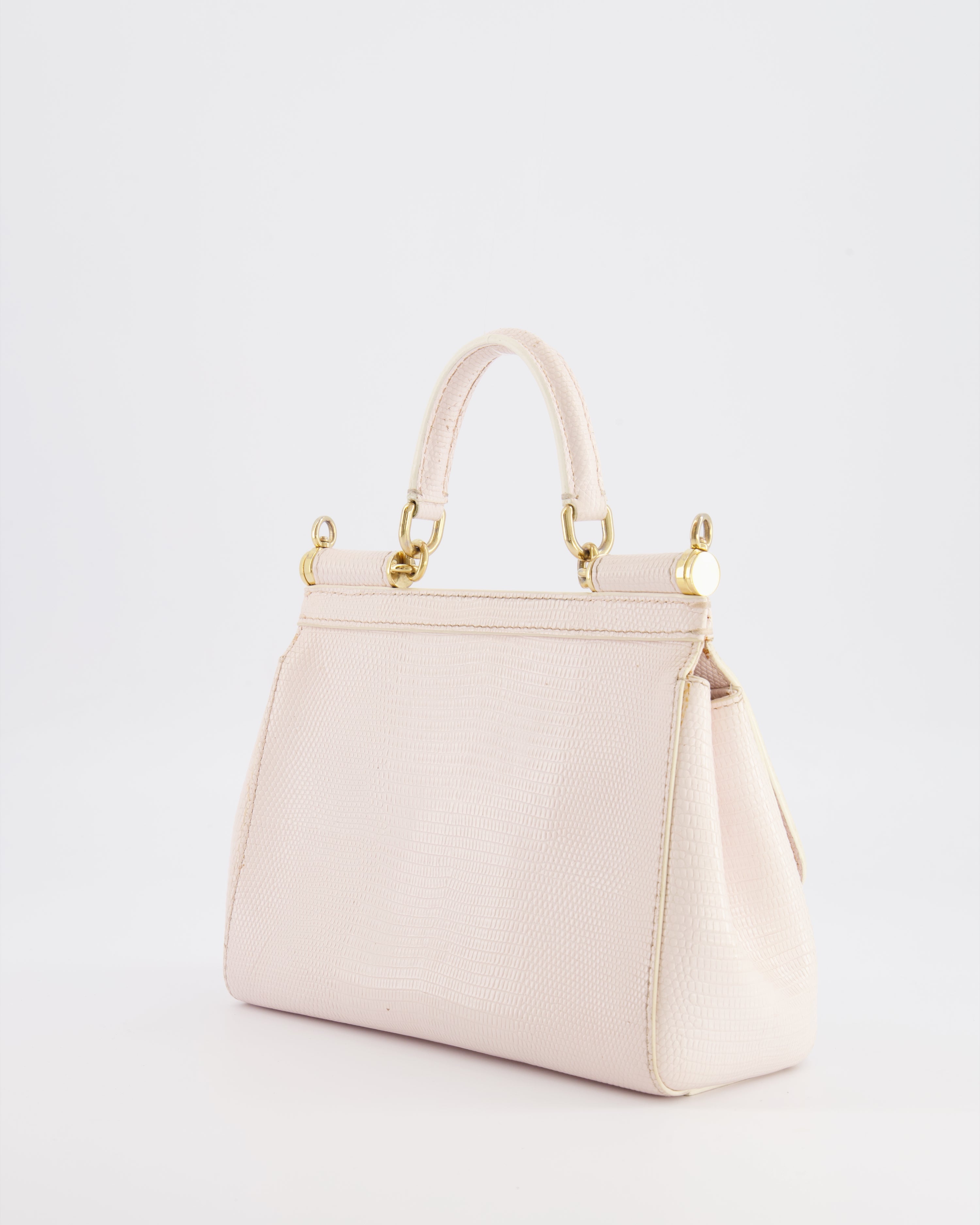 Dolce & Gabbana Light Pink Iguana Embossed Leather Small Sicily