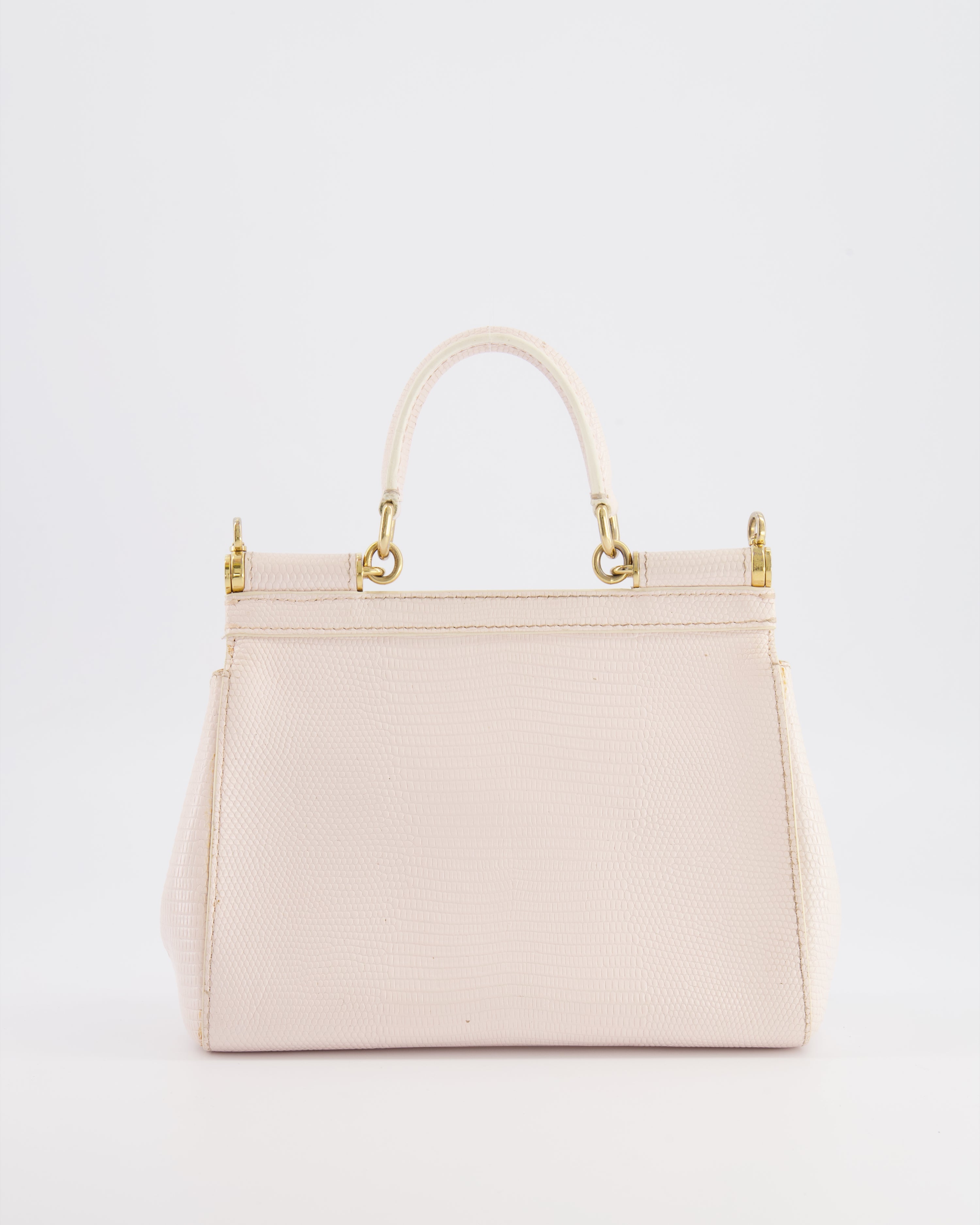 Dolce & Gabbana Light Pink Iguana Embossed Leather Small Sicily