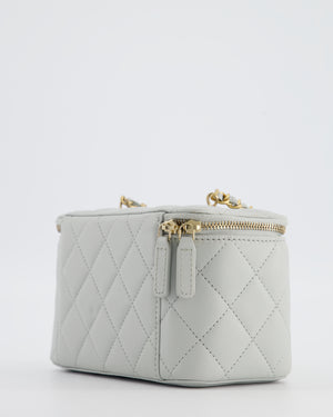 *HOT* Chanel Pastel Blue Coco Crush Vanity Bag in Lambskin Leather with Antique Gold Hardware
