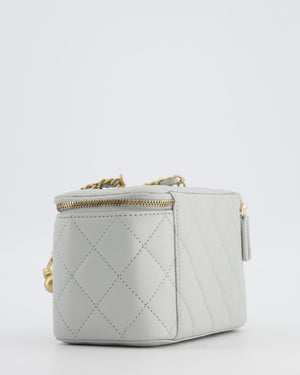 *HOT* Chanel Pastel Blue Coco Crush Vanity Bag in Lambskin Leather with Antique Gold Hardware