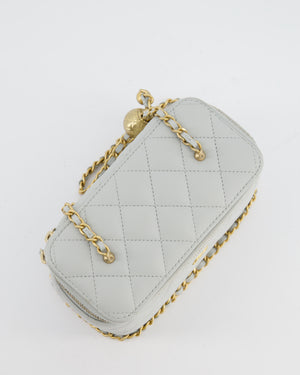 *HOT* Chanel Pastel Blue Coco Crush Vanity Bag in Lambskin Leather with Antique Gold Hardware
