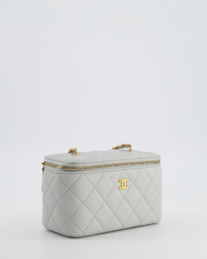 *HOT* Chanel Pastel Blue Coco Crush Vanity Bag in Lambskin Leather with Antique Gold Hardware
