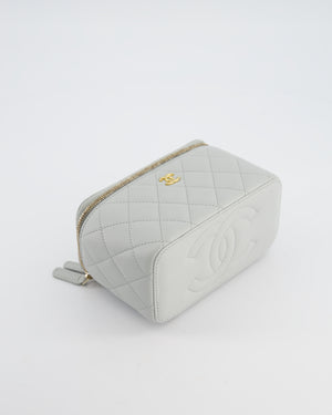 *HOT* Chanel Pastel Blue Coco Crush Vanity Bag in Lambskin Leather with Antique Gold Hardware