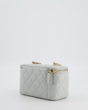 *HOT* Chanel Pastel Blue Coco Crush Vanity Bag in Lambskin Leather with Antique Gold Hardware