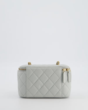 *HOT* Chanel Pastel Blue Coco Crush Vanity Bag in Lambskin Leather with Antique Gold Hardware