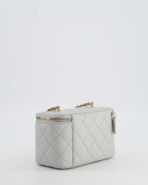 *HOT* Chanel Pastel Blue Coco Crush Vanity Bag in Lambskin Leather with Antique Gold Hardware