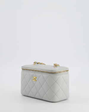 *HOT* Chanel Pastel Blue Coco Crush Vanity Bag in Lambskin Leather with Antique Gold Hardware