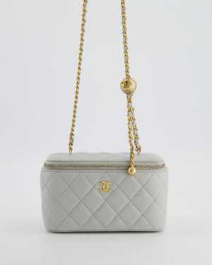 *HOT* Chanel Pastel Blue Coco Crush Vanity Bag in Lambskin Leather with Antique Gold Hardware