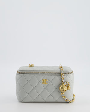 *HOT* Chanel Pastel Blue Coco Crush Vanity Bag in Lambskin Leather with Antique Gold Hardware
