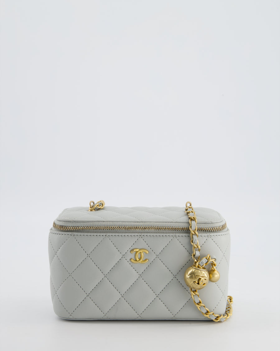 *HOT* Chanel Pastel Blue Coco Crush Vanity Bag in Lambskin Leather with Antique Gold Hardware