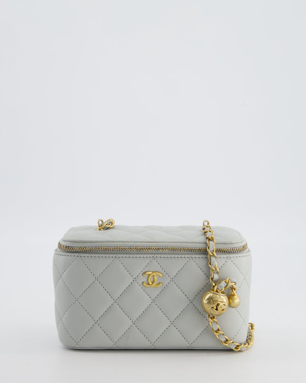 *HOT* Chanel Pastel Blue Coco Crush Vanity Bag in Lambskin Leather with Antique Gold Hardware